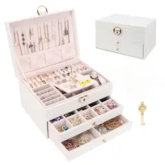 GENERICO - Joyero cofre organizador grande de 3 niveles