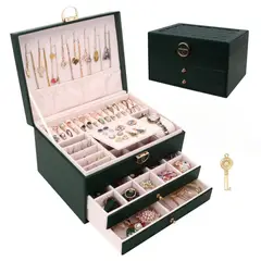 GENERICO - Joyero cofre organizador grande de 3 niveles