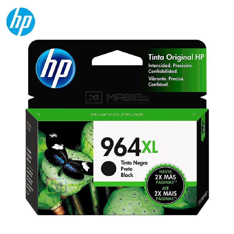 Cartucho de Tinta 964XL Negro 3JA57AL OfficeJet 9010 9020 Original