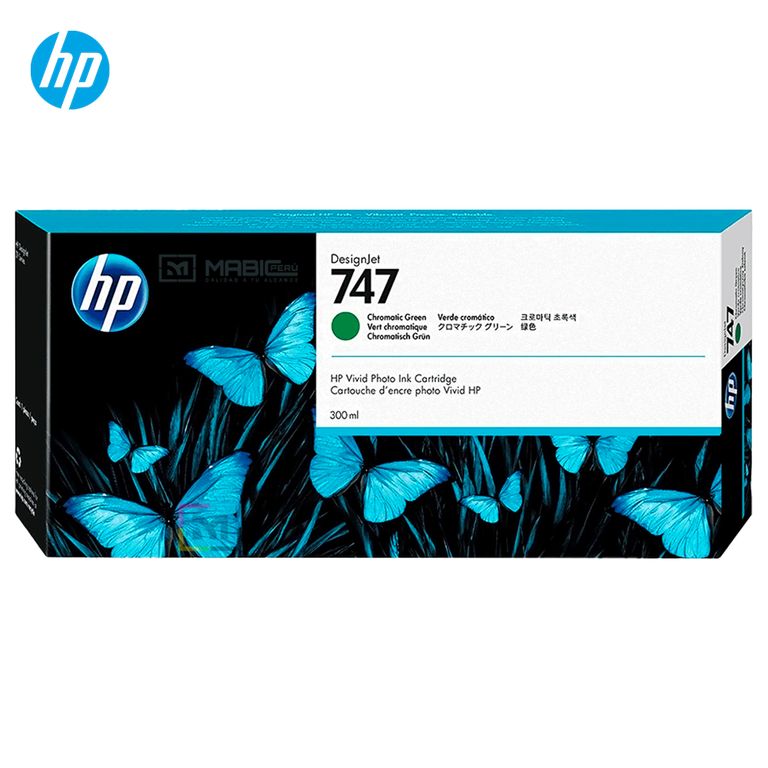 Cartucho de Tinta 747 Verde Cromático P2V84A DesignJet Z9 Original - 300ml