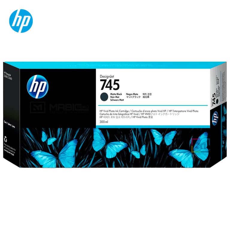 Cartucho de Tinta 745 Negro Mate F9K05A DesignJet Z2600 Z5600 Original - 300ml