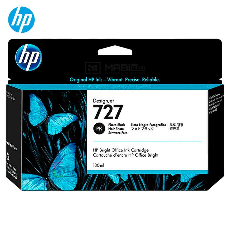 Cartucho de Tinta 727 Negro Fotográfico B3P23A DesignJet T2500 T930 Original - 130ml