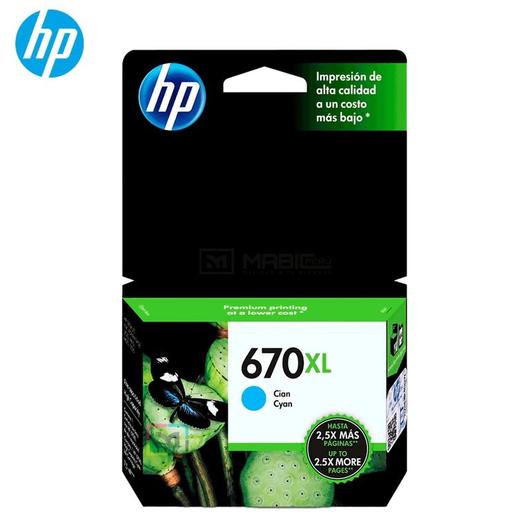 Cartucho de Tinta 670XL Cian CZ118AL Deskjet 3525 4615 4625 5525 Original