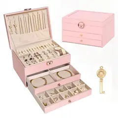 GENERICO - Joyero cofre organizador grande de 3 niveles