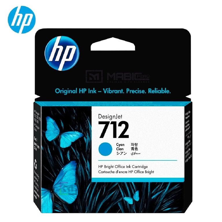 Cartucho de Tinta 712 Cian 3ED67A DesignJet T210 T250 T650 Original - 29ml