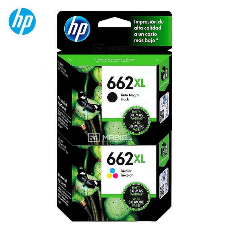 Pack Tinta 662XL Negro Tricolor Deskjet 2515 3515 Original