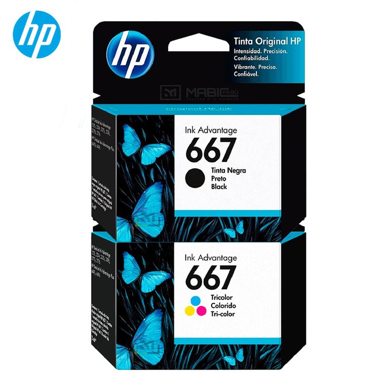 Pack Tinta 667 Negro Tricolor DeskJet 2775 4175 Original