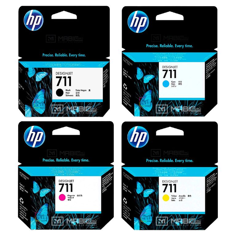 Pack Tinta 711 Negro Cian Magenta Amarillo DesignJet T120 T520 T530 Original
