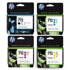 HP - Kit Tinta 712 3Pack Negro Cian Magenta Amarillo DesignJet T210, T250, T650 Original