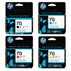 HP - Pack Tinta 712 Negro Cian Magenta Amarillo DesignJet T210 T250 T650 Original