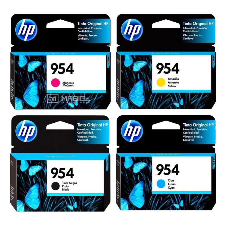 Pack Tinta 954 Negro Cian Magenta Amarillo OfficeJet 7740 8210 8730 Original