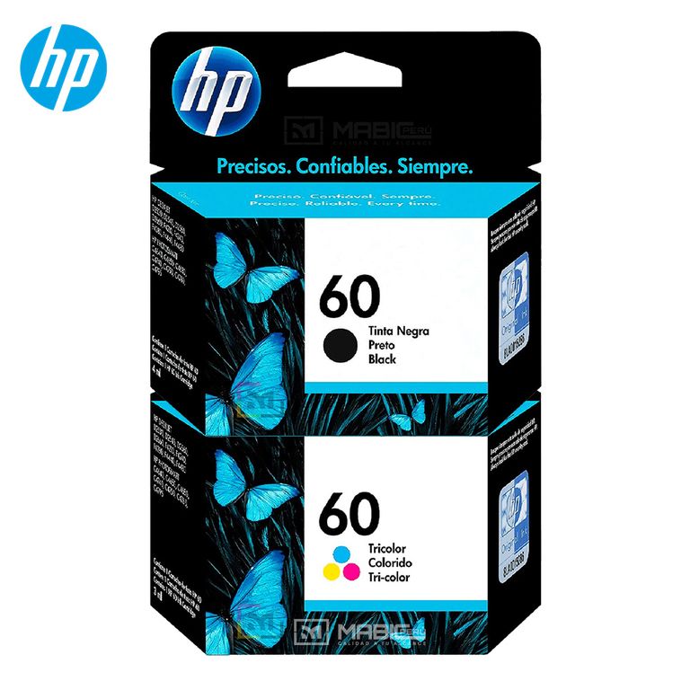 Pack Tinta 60 Negro Tricolor OfficeJet J4580 J4648 Original