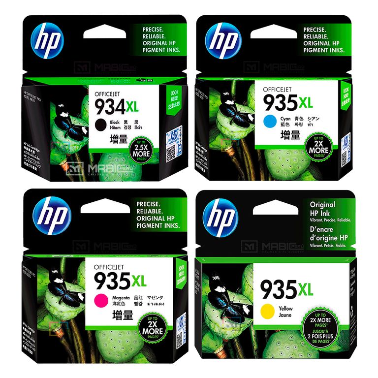 Pack Tinta 934XL 935XL Negro Cian Magenta Amarillo OfficeJet 6320 6830 Original