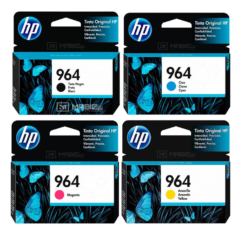 Pack Tinta 964 Negro Cian Magenta Amarillo OfficeJet 9010 9020 Original
