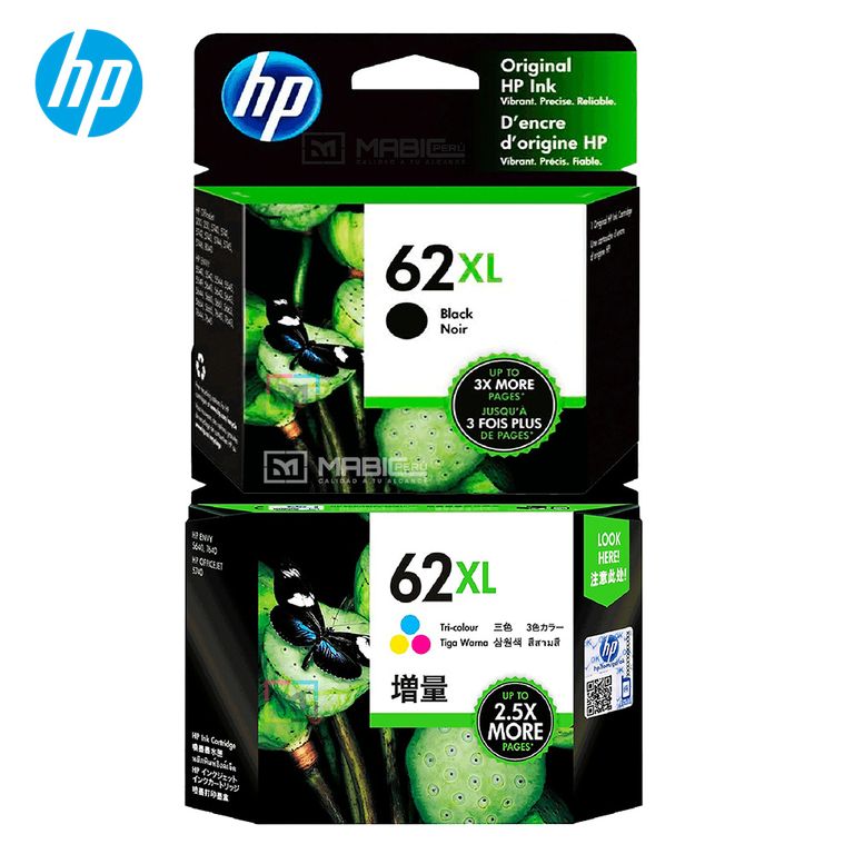 Pack Tinta 62XL Negro Tricolor OfficeJet 200 Original