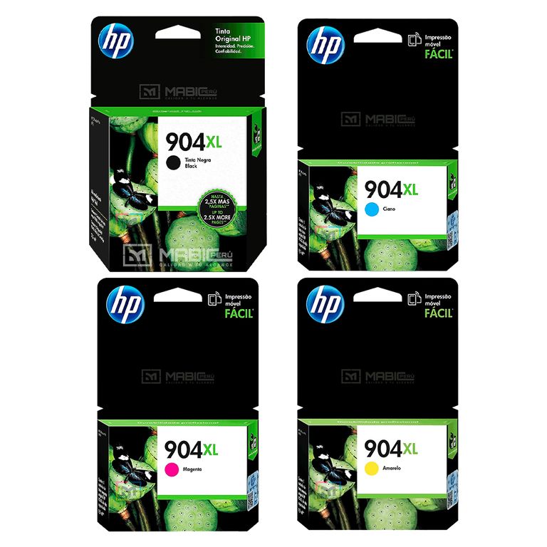 Pack Tinta 904XL Negro Cian Magenta Amarillo OfficeJet 6950 6970 Original