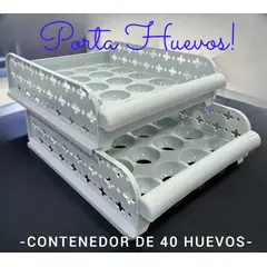 GENERICO - HUEVERA ORGANIZADOR CONTENEDOR PORTA HUEVOS 2 NIVELES DE 40 HUEVOS
