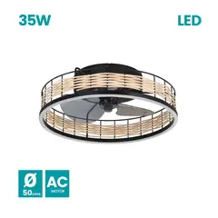 Eglo - Ventilador Frana 35w Negro-rattan