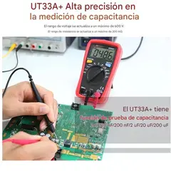 UNI T - Multímetro Digital UT33A+, Auto-Rango Hasta 600 V, Para Uso Diario, UNI-T