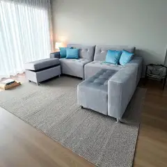 AMOBLART - SILLON SECCIONAL PARAISO PLATA 3 PIEZAS + BAÚL