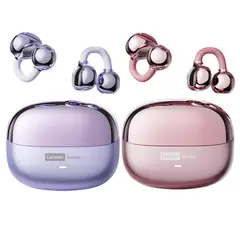 LENOVO - Set 2 Audífonos Clip MAX LE06 Bluetooth 6.0 - Morado y Rosa