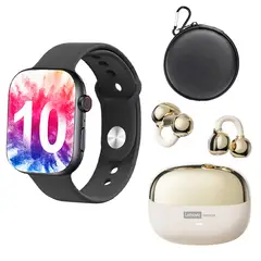 LENOVO - Audífonos LE06 Blanco Bluetooth y S10 B Reloj inteligente y Bag