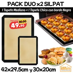 GENERICO - Lámina Antiadherente Reusable Silpat 42x30cm + Silpat 30x20cm PACK x2