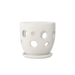 GENERICO - Maceta de cerámica blanca para orquídea