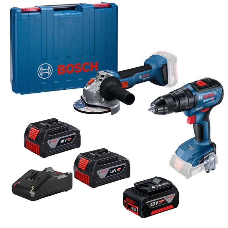 Amoladora 5" 2 Bat + Taladro Percutor 1/2" 18V Brushless + 1 Bat 5.0 Ah