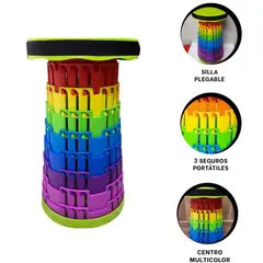 GENERICO - Silla Plegable Con 3 Seguros Con Centro Color Multicolor - Aleatorio