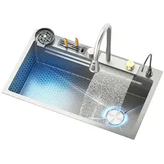 FRITECSA - Lavadero Multifuncional 75x46x22 Acero Inox Satinado 304 con Portacuchillos