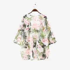 KAST PE - Kimono Gardenia Cardigan con estampado floral - Talla XL