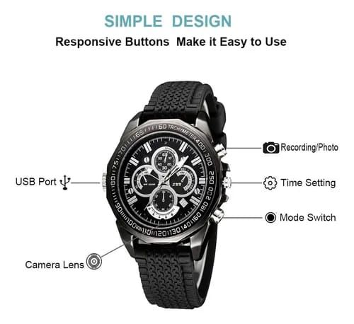 Reloj Espía Negro HD