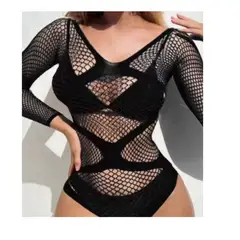 GENERICO - Body de malla con diseño y Manga Larga