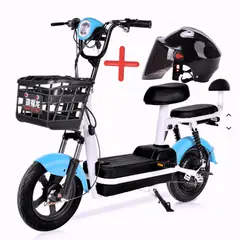 GENERICO - BICIMOTO DE BATERIA LITIO EXTRAIBLE 48V12AH MOTOR 500W CELESTE CON BLANCO