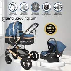 BABY - Coche Moisés Travel System «MAXII PLUS» con Porta bebé Blue
