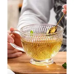 GENERICO - 64 tazas grandes de vidrio labrado Caja al por mayor