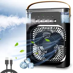 PREMIUM - Ventilador y Aire Acondicionado Portátil Humidificador 4 en 1 Negro