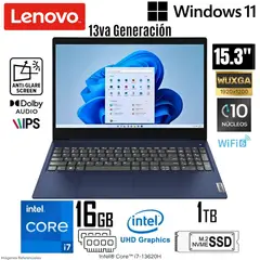 LENOVO - Laptop Ideapad Slim 3 83K100NALM Intel Core i7-13620H 16GB RAM 1TB SSD 15.3" WUXGA
