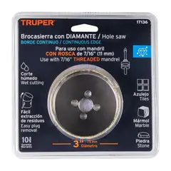 TRUPER - Brocasierra diamante 3 borde continuo - 17136