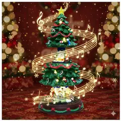 GENERICO - Villa Árbol Navideño Expandible Trenes Giratorios Musical Luces