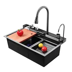 FRATELLI - Lavadero de Cocina Multifuncional Smart Bali Inox Negro BL-7545B