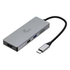 XTECH - Adaptador Multipuerto Hub XTC-564 USB-C a USB HDMI SD MicroSD