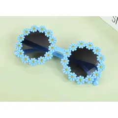 GENERICO - Gafas de sol acrílicas con flores - Celeste