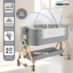 BABY - Cuna Colecho Mecedora Plegable 2 en 1 «LAYNE» de Lujo Gray