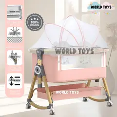 BABY - Cuna Colecho Mecedora Plegable 2 en 1 «LAYNE» de Lujo Pink