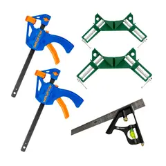 GENERICO - Set 2 Prensas + Rápidas Madera + Escuadra Combinación 12''