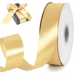 GENERICO - Cinta Satinada Satén De Doble Cara 4cm X 100 Metros - Dorado