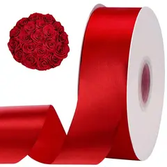 GENERICO - Cinta Satinada Satén De Doble Cara 4cm X 100 Metros - Rojo