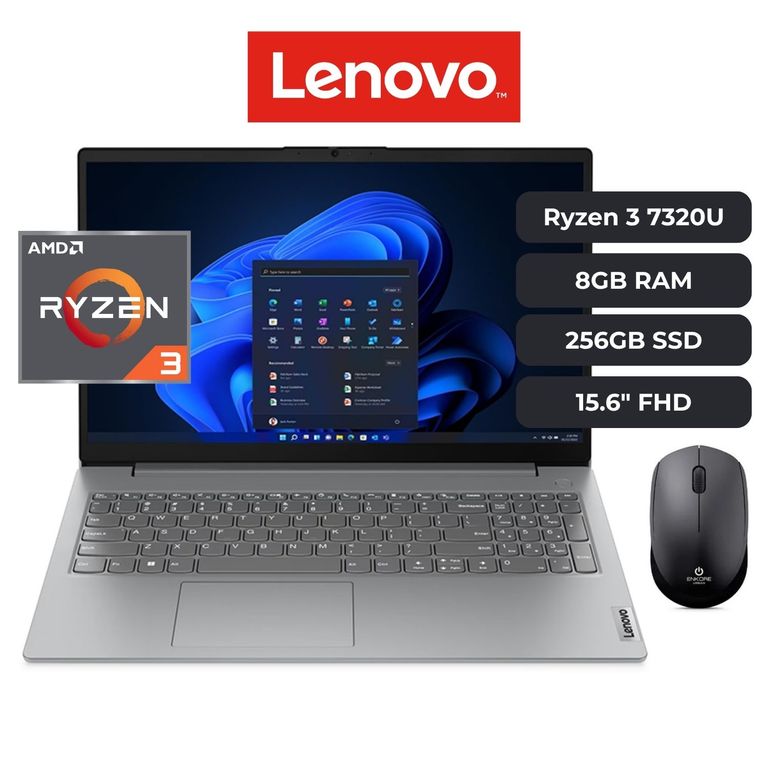 Laptop V15 G4 Ryzen 3 7320U, 8GB RAM, 256GB SSD, 15.6 FHD + MOUSE WIFI